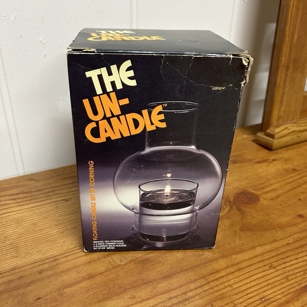 Vintage UN-CANDLE Floating Candle CORNING "Chimney Flick" decor home statement